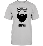 Merica Beard 4th Of July Shirt Unisex Short Sleeve Classic Tee
