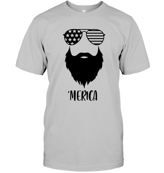 Merica Beard 4th Of July Shirt Unisex Short Sleeve Classic Tee