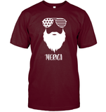 Merica Beard 4th Of July Shirt Unisex Short Sleeve Classic Tee