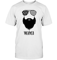 Merica Beard 4th Of July Shirt Unisex Short Sleeve Classic Tee