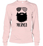 Merica Beard 4th Of July Shirt Unisex Long Sleeve Classic Tee