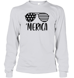 Merica Sunglasses 4th Of July Shirt Unisex Long Sleeve Classic Tee
