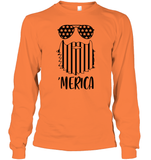 Merica Flag Beard 4th Of July Shirt Unisex Long Sleeve Classic Tee