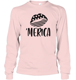 Merica Lips 4th Of July Shirt Unisex Long Sleeve Classic Tee