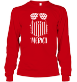 Merica Flag Beard 4th Of July Shirt Unisex Long Sleeve Classic Tee