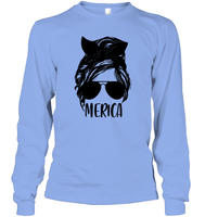 Merica Mom Bun 4th Of July Shirt Unisex Long Sleeve Classic Tee