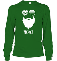 Merica Beard 4th Of July Shirt Unisex Long Sleeve Classic Tee
