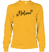 Believe in Magic: Festive 'Believe' Christmas Shirt Unisex Long Sleeve Classic Tee