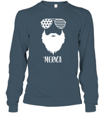 Merica Beard 4th Of July Shirt Unisex Long Sleeve Classic Tee