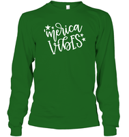 Merica Vibes 4th Of July Shirt Unisex Long Sleeve Classic Tee