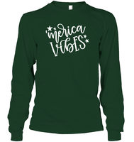 Merica Vibes 4th Of July Shirt Unisex Long Sleeve Classic Tee