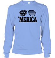 Retro Merica Sunglasses 4th Of July Shirt Unisex Long Sleeve Classic Tee