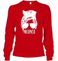 Merica Mom Bun 4th Of July Shirt Unisex Long Sleeve Classic Tee