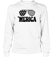 Retro Merica Sunglasses 4th Of July Shirt Unisex Long Sleeve Classic Tee