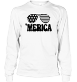 Retro Merica Sunglasses 4th Of July Shirt Unisex Long Sleeve Classic Tee