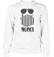 Merica Flag Beard 4th Of July Shirt Unisex Long Sleeve Classic Tee