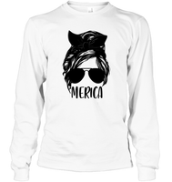 Merica Mom Bun 4th Of July Shirt Unisex Long Sleeve Classic Tee