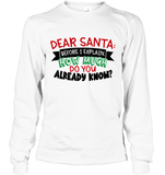 Funny Christmas Shirt - Dear Santa Before I Explain How Much Do You Already Know