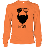 Merica Beard 4th Of July Shirt Unisex Long Sleeve Classic Tee