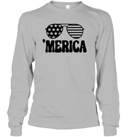Retro Merica Sunglasses 4th Of July Shirt Unisex Long Sleeve Classic Tee
