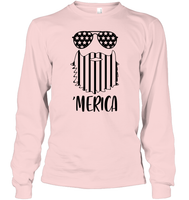 Merica Flag Beard 4th Of July Shirt Unisex Long Sleeve Classic Tee
