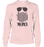 Merica Flag Beard 4th Of July Shirt Unisex Long Sleeve Classic Tee