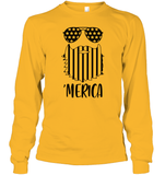 Merica Flag Beard 4th Of July Shirt Unisex Long Sleeve Classic Tee