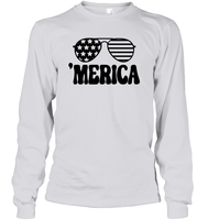 Retro Merica Sunglasses 4th Of July Shirt Unisex Long Sleeve Classic Tee