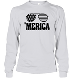 Retro Merica Sunglasses 4th Of July Shirt Unisex Long Sleeve Classic Tee