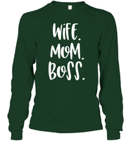 Wife Mom Boss Family Shirt Unisex Long Sleeve Classic Tee
