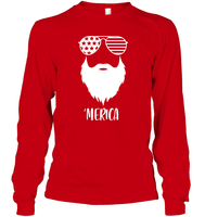 Merica Beard 4th Of July Shirt Unisex Long Sleeve Classic Tee