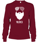 Merica Beard 4th Of July Shirt Unisex Long Sleeve Classic Tee