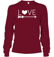 Valentine's Day Shirt For Adults Love Heart With Arrow Unisex Long Sleeve Classic Tee