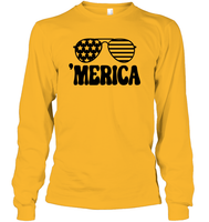 Retro Merica Sunglasses 4th Of July Shirt Unisex Long Sleeve Classic Tee