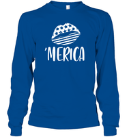 Merica Lips 4th Of July Shirt Unisex Long Sleeve Classic Tee
