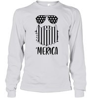 Merica Flag Beard 4th Of July Shirt Unisex Long Sleeve Classic Tee