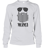 Merica Flag Beard 4th Of July Shirt Unisex Long Sleeve Classic Tee
