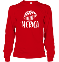 Merica Lips 4th Of July Shirt Unisex Long Sleeve Classic Tee