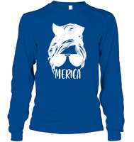 Merica Mom Bun 4th Of July Shirt Unisex Long Sleeve Classic Tee