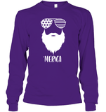 Merica Beard 4th Of July Shirt Unisex Long Sleeve Classic Tee