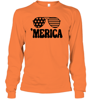 Retro Merica Sunglasses 4th Of July Shirt Unisex Long Sleeve Classic Tee
