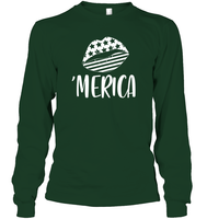 Merica Lips 4th Of July Shirt Unisex Long Sleeve Classic Tee