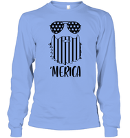 Merica Flag Beard 4th Of July Shirt Unisex Long Sleeve Classic Tee