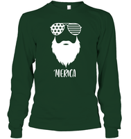Merica Beard 4th Of July Shirt Unisex Long Sleeve Classic Tee