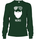 Merica Beard 4th Of July Shirt Unisex Long Sleeve Classic Tee