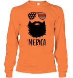 Merica Beard 4th Of July Shirt Unisex Long Sleeve Classic Tee