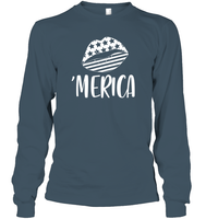 Merica Lips 4th Of July Shirt Unisex Long Sleeve Classic Tee