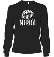 Merica Lips 4th Of July Shirt Unisex Long Sleeve Classic Tee