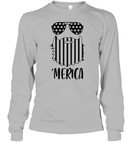 Merica Flag Beard 4th Of July Shirt Unisex Long Sleeve Classic Tee