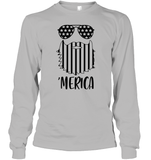 Merica Flag Beard 4th Of July Shirt Unisex Long Sleeve Classic Tee
